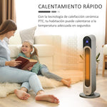 1100/2200W Ceramic Tower Heater with Remote Control, LED Display, Timer, and Oscillation –  Diameter25 x 73.5 cm – Silver