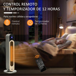 1100/2200W Ceramic Tower Heater with Remote Control, LED Display, Timer, and Oscillation –  Diameter25 x 73.5 cm – Silver
