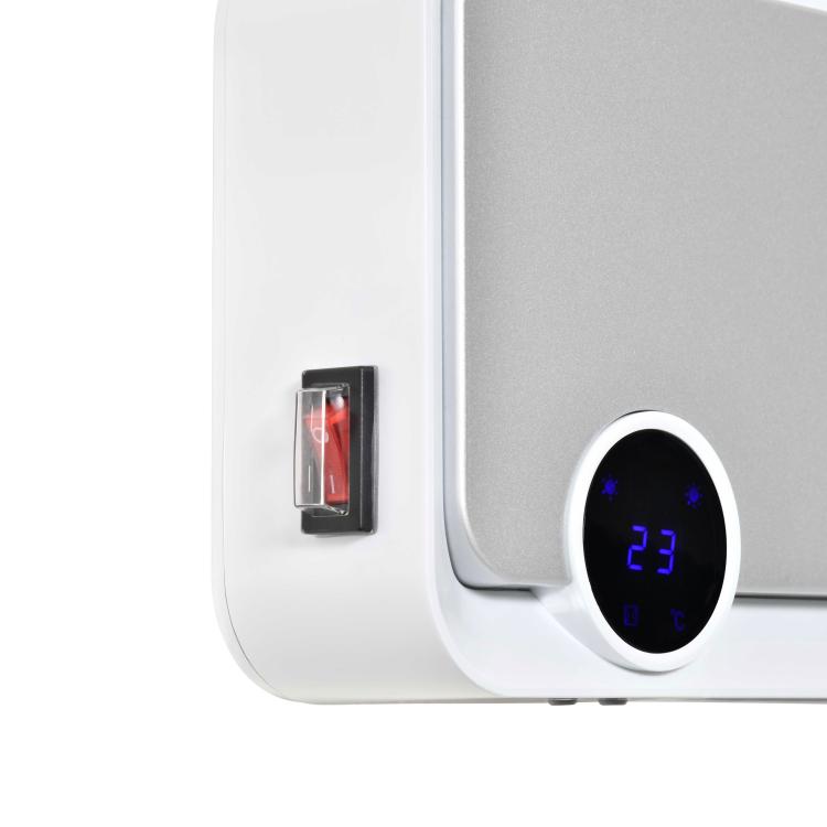 Wall-Mounted Bathroom Heater 1000W/2000W with Remote Control, LED Display, 12-Hour Timer, and Thermostat – White