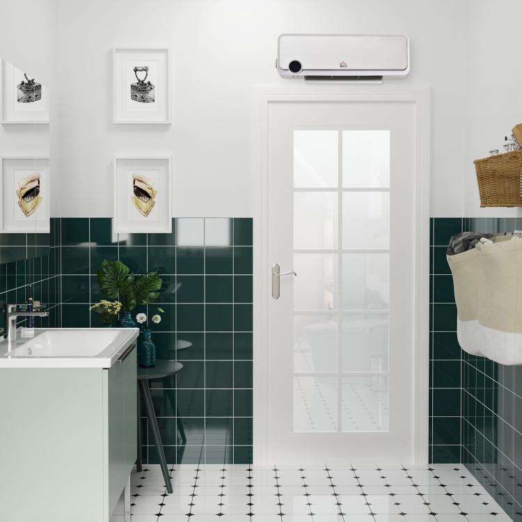 Wall-Mounted Bathroom Heater 1000W/2000W with Remote Control, LED Display, 12-Hour Timer, and Thermostat – White