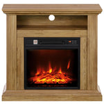 Electric fireplace with 3D flame effect, adjustable brightness, 1800W, with remote control, 81.5 x 30 x 76.2 cm, brown wood effect