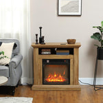 Electric fireplace with 3D flame effect, adjustable brightness, 1800W, with remote control, 81.5 x 30 x 76.2 cm, brown wood effect
