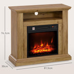 Electric fireplace with 3D flame effect, adjustable brightness, 1800W, with remote control, 81.5 x 30 x 76.2 cm, brown wood effect