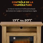 Electric fireplace with 3D flame effect, adjustable brightness, 1800W, with remote control, 81.5 x 30 x 76.2 cm, brown wood effect
