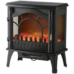 1000W/2000W Electric Fireplace with Adjustable Temperature and Overheat Protection, 55x31x58 cm, Black