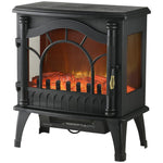 1000W/2000W Electric Fireplace with Adjustable Temperature and Overheat Protection, 55x31x58 cm, Black