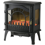 1000W/2000W Electric Fireplace with Adjustable Temperature and Overheat Protection, 55x31x58 cm, Black