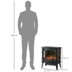 1000W/2000W Electric Fireplace with Adjustable Temperature and Overheat Protection, 55x31x58 cm, Black