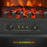 1000W/2000W Electric Fireplace with Adjustable Temperature and Overheat Protection, 55x31x58 cm, Black