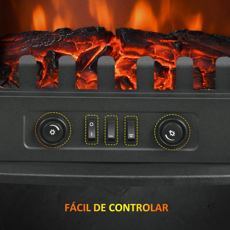 1000W/2000W Electric Fireplace with Adjustable Temperature and Overheat Protection, 55x31x58 cm, Black