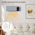 1000W/2000W Wall-Mounted Electric Heater with LED Display and Remote Control – Grey (54.5 x 12 x 21.5 cm)