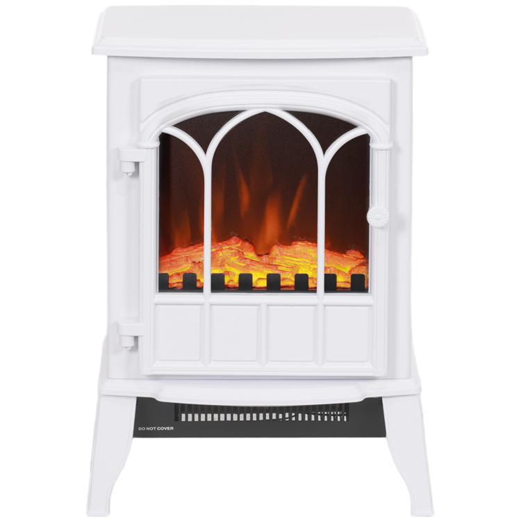 1000W/2000W Electric Fireplace with Flame Effect, Adjustable Temperature, and Overheat Protection – White (for 15–30 m2)