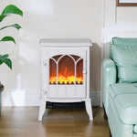 1000W/2000W Electric Fireplace with Flame Effect, Adjustable Temperature, and Overheat Protection – White (for 15–30 m2)