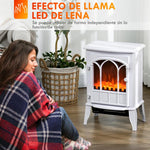 1000W/2000W Electric Fireplace with Flame Effect, Adjustable Temperature, and Overheat Protection – White (for 15–30 m2)