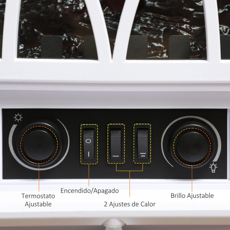 1000W/2000W Electric Fireplace with Flame Effect and Overheat Protection for 15–30 m2 – 45 x 28.5 x 54 cm – White