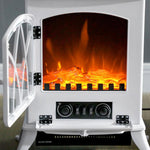 1000W/2000W Electric Fireplace with Flame Effect and Overheat Protection for 15–30 m2 – 45 x 28.5 x 54 cm – White