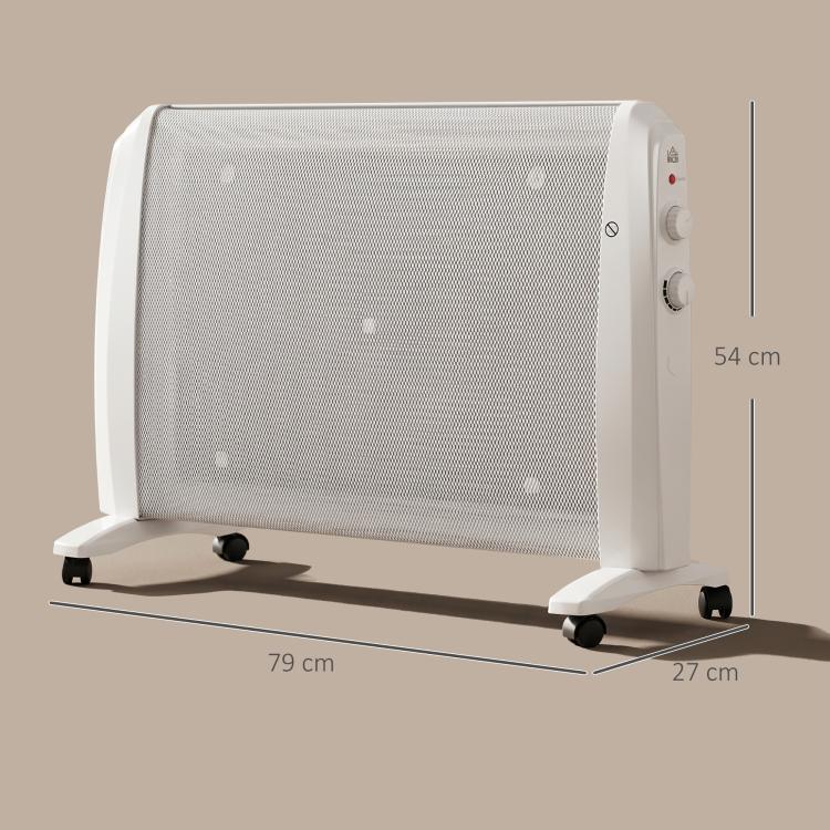 1000W/2000W Electric Mica Heater with 2 Power Levels for 15–20 square meter – 79 x 27 x 54 cm – White