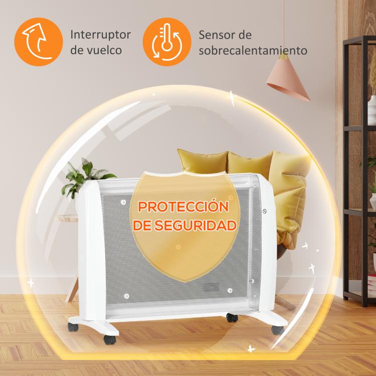 1000W/2000W Electric Mica Heater with 2 Power Levels for 15–20 square meter – 79 x 27 x 54 cm – White
