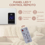 1000W/2000W Wall-Mounted Electric Heater with LED Display and Remote Control – White (54.5 x 12 x 21.5 cm)