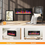 Wall-mounted or recessed electric fireplace, 900W/1800W, 12-color flame effect, 5 brightness levels, 127 x 9.4 x 47 cm, black