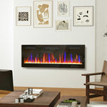 Wall-mounted or recessed electric fireplace, 900W/1800W, 12-color flame effect, 5 brightness levels, 127 x 9.4 x 47 cm, black