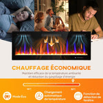 Wall-mounted or recessed electric fireplace, 900W/1800W, 12-color flame effect, 5 brightness levels, 127 x 9.4 x 47 cm, black