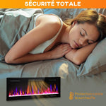 Wall-mounted or recessed electric fireplace, 900W/1800W, 12-color flame effect, 5 brightness levels, 127 x 9.4 x 47 cm, black