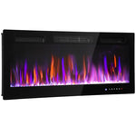 Wall-mounted or recessed electric fireplace, 900W/1800W, 12-color flame effect, 5 brightness levels, 106.7 x 9.4 x 47 cm, black