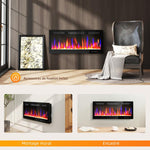 Wall-mounted or recessed electric fireplace, 900W/1800W, 12-color flame effect, 5 brightness levels, 106.7 x 9.4 x 47 cm, black