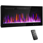 Wall-mounted or recessed electric fireplace, 900W/1800W, 12-color flame effect, 5 brightness levels, 106.7 x 9.4 x 47 cm, black