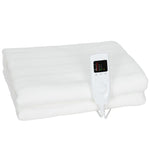 Heated blanket/throw with dual controls, 5 heat settings, 10-hour timer, 160x140cm, white