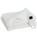 Heated blanket/throw with dual controls, 5 heat settings, 10-hour timer, 160x140cm, white