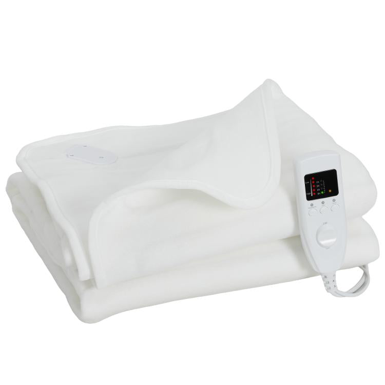 Heated blanket/throw with dual controls, 5 heat settings, 10-hour timer, 160x140cm, white