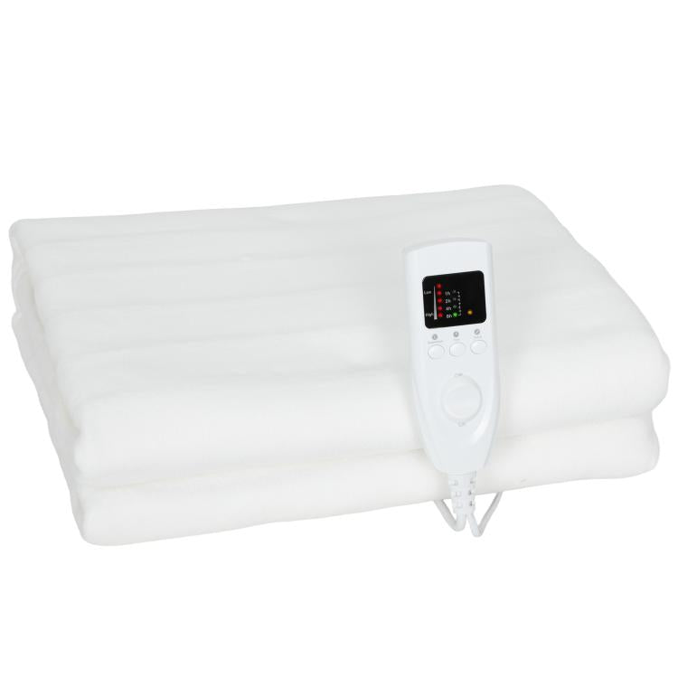 Heated blanket/throw with dual controls, 5 heat settings, 10-hour timer, 160x140cm, white