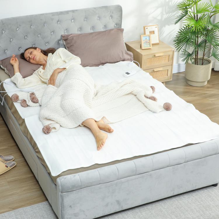 Heated blanket/throw with dual controls, 5 heat settings, 10-hour timer, 160x140cm, white