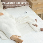 Heated blanket/throw with dual controls, 5 heat settings, 10-hour timer, 160x140cm, white