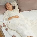 Heated blanket/throw with dual controls, 5 heat settings, 10-hour timer, 160x140cm, white