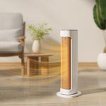 PTC ceramic space heater, 2000W electric heater with adjustable thermostat and timer, 21 x 19.7 x 61 cm, white