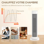PTC ceramic space heater, 2000W electric heater with adjustable thermostat and timer, 21 x 19.7 x 61 cm, white