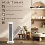 PTC ceramic space heater, 2000W electric heater with adjustable thermostat and timer, 21 x 19.7 x 61 cm, white