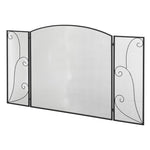 Fireplace spark guard, 3 panels, foldable, flexible, metal, black, 132.5 x 76.5 cm