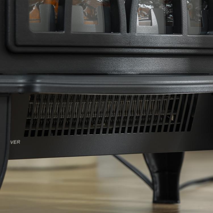 Electric Fireplace Heater, Freestanding Fireplace Stove with Realistic Flames Overheating Protection 750W/1500W, Black