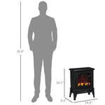 Electric Fireplace Heater, Freestanding Fireplace Stove with Realistic Flames Overheating Protection 750W/1500W, Black