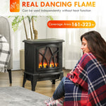 Electric Fireplace Heater, Freestanding Fireplace Stove with Realistic Flames Overheating Protection 750W/1500W, Black