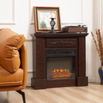 32 inch Electric Fireplace with Mantel, Freestanding Heater with LED Log Flame, Overheat Protection and Remote Control, 1400W, White