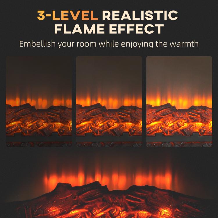 32 inch Electric Fireplace with Mantel, Freestanding Heater with LED Log Flame, Overheat Protection and Remote Control, 1400W, White
