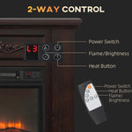 32 inch Electric Fireplace with Mantel, Freestanding Heater with LED Log Flame, Overheat Protection and Remote Control, 1400W, White