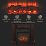32 inch Electric Fireplace with Mantel, Freestanding Heater with LED Log Flame, Overheat Protection and Remote Control, 1400W, White