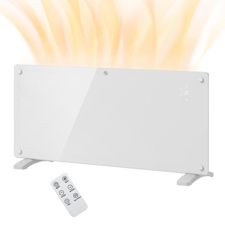 2000W Convection Heater with Adjustable Temperature, Remote Control, and Timer, 87x21.5x44.5 cm, White