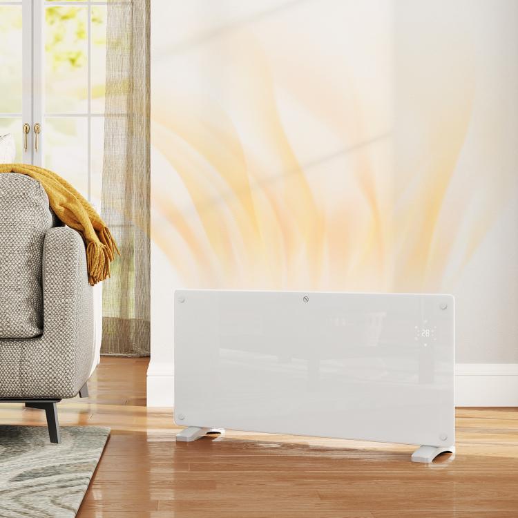 2000W Convection Heater with Adjustable Temperature, Remote Control, and Timer, 87x21.5x44.5 cm, White